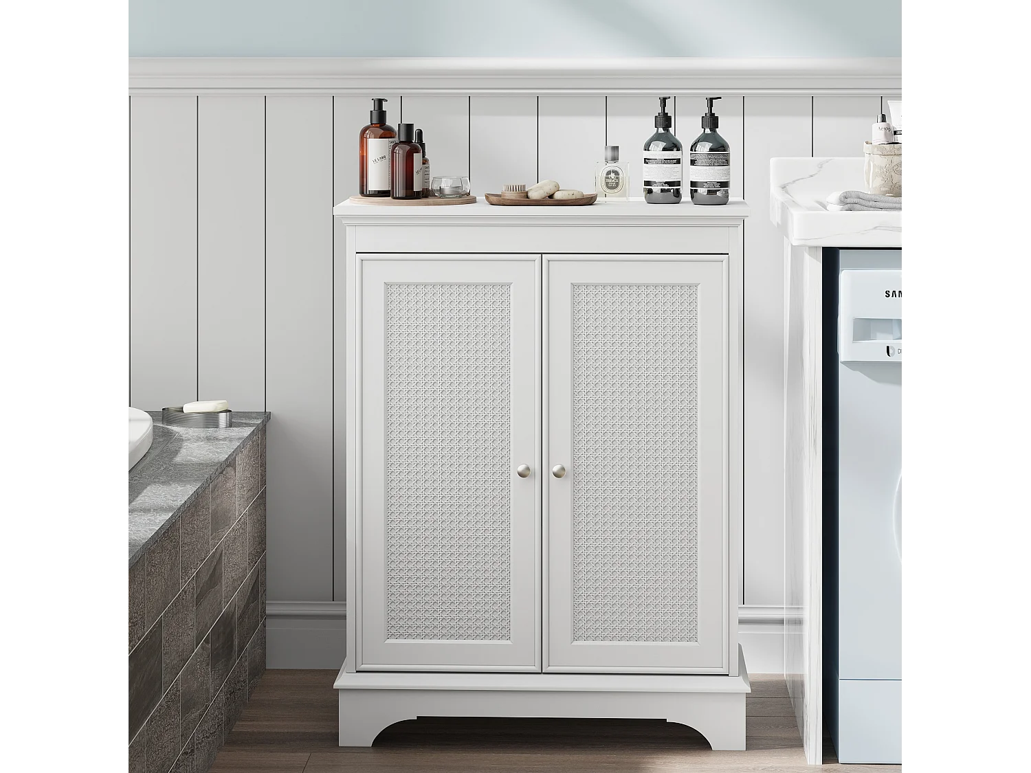 Badkamerkast met manddeur en verstelbare planken, MDF, wit (66,6x29,8x86,5 cm)