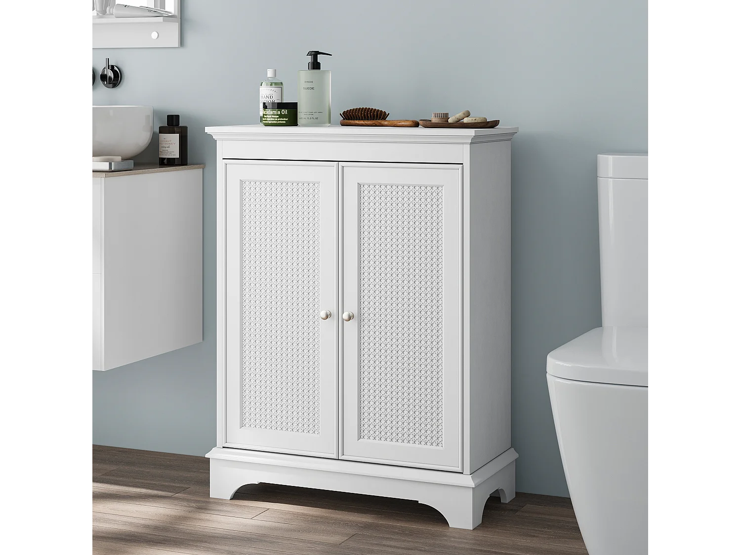 Badkamerkast met manddeur en verstelbare planken, MDF, wit (66,6x29,8x86,5 cm)