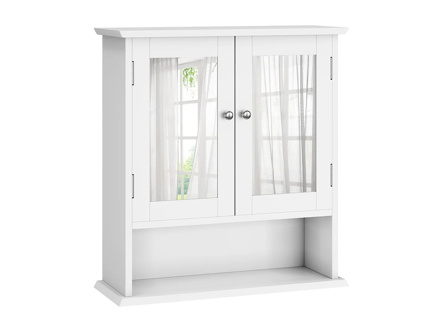 Badkamermeubel met spiegel, verstelbare planken, MDF, wit (54,6x19,8x60 cm)