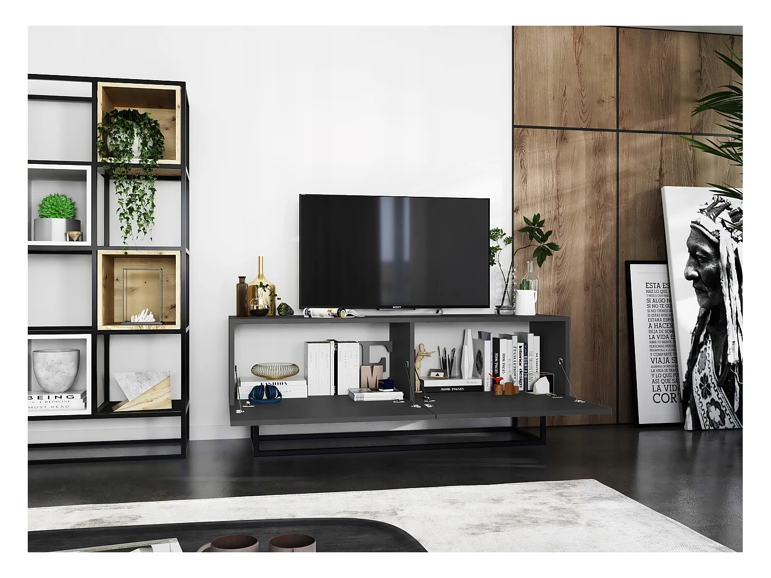 Szafka RTV SELF 4 120 grafitowa mat