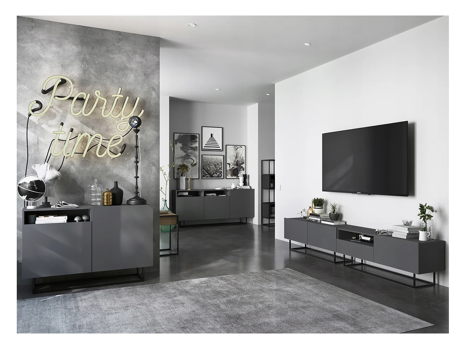 Szafka RTV SELF 4 120 grafitowa mat