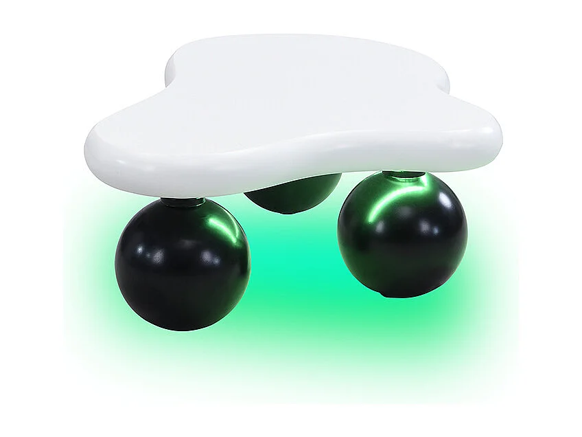 Weißer Couchtisch – Couchtisch mit LED-Leuchten und schwarzen runden Beinen – wolkenförmiges design – für wohnzimmer und kinderzimmer