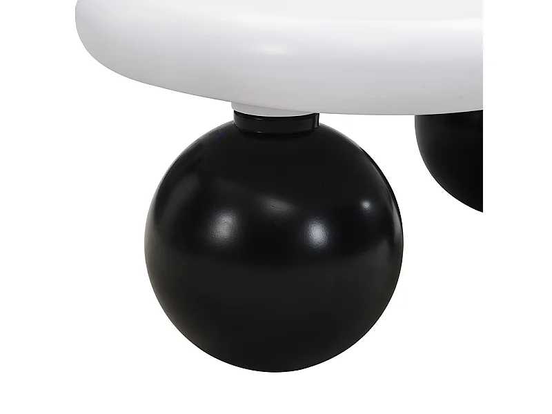 Weißer Couchtisch – Couchtisch mit LED-Leuchten und schwarzen runden Beinen – wolkenförmiges design – für wohnzimmer und kinderzimmer