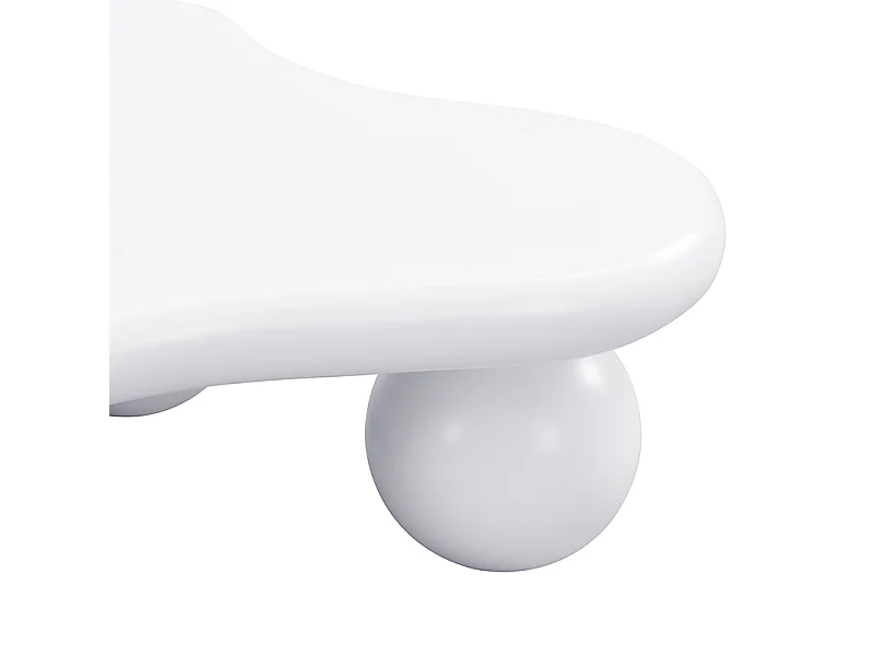Table basse blanche - Table basse avec lumières LED et pieds ronds blancs - design en forme de nuage - pour salon et chambre d'enfant