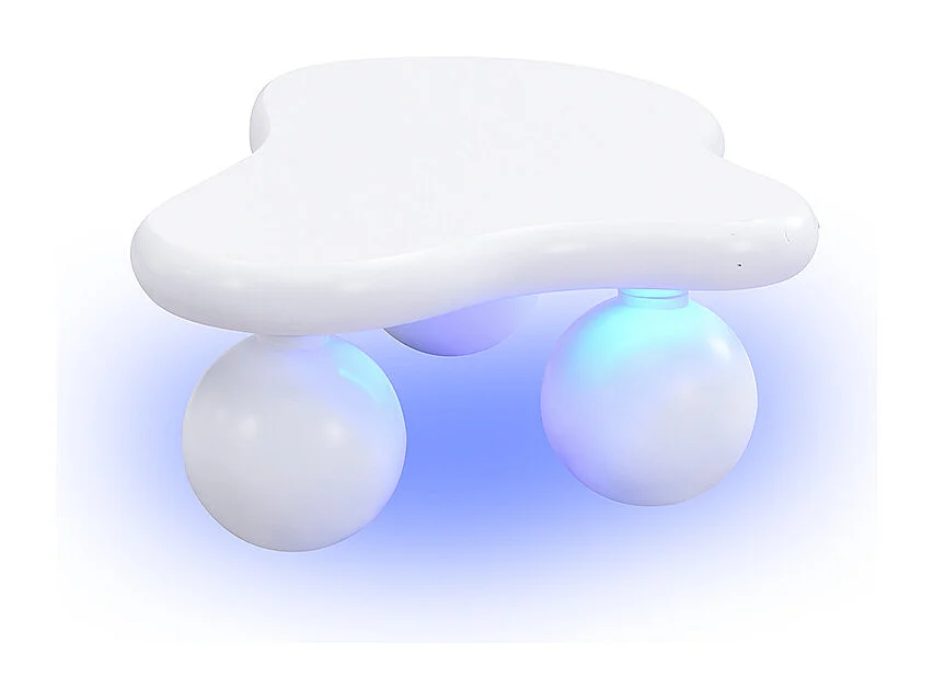 Table basse blanche - Table basse avec lumières LED et pieds ronds blancs - design en forme de nuage - pour salon et chambre d'enfant