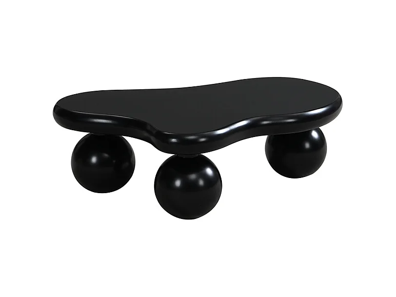 Table basse noire - Table basse avec lumières LED et pieds ronds noirs - design en forme de nuage - pour salon et chambre d'enfant