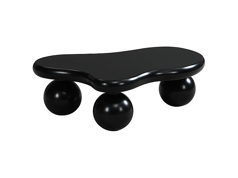 Table basse noire - Table basse avec lumières LED et pieds ronds noirs - design en forme de nuage - pour salon et chambre d'enfant