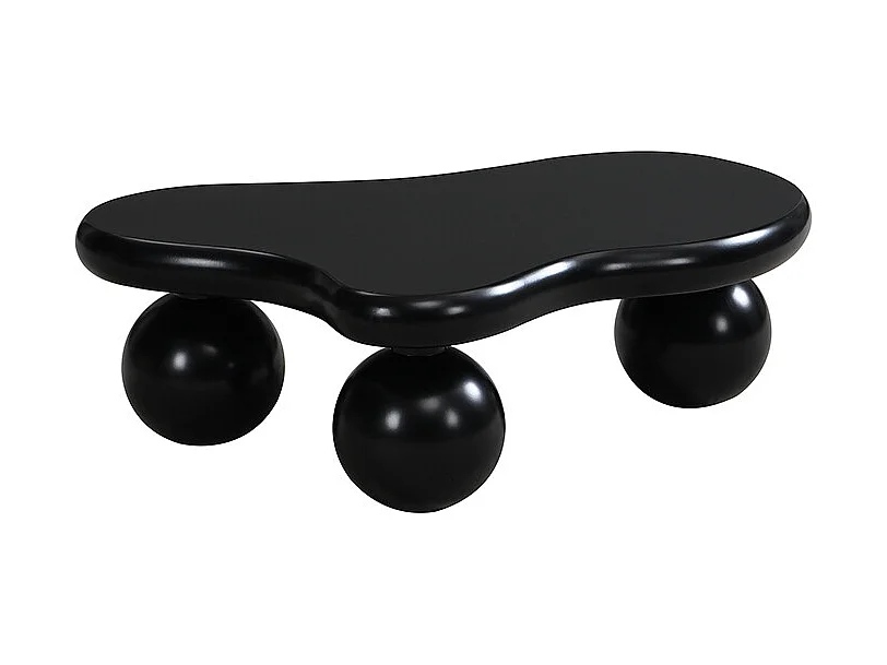 Table basse noire - Table basse avec lumières LED et pieds ronds noirs - design en forme de nuage - pour salon et chambre d'enfant