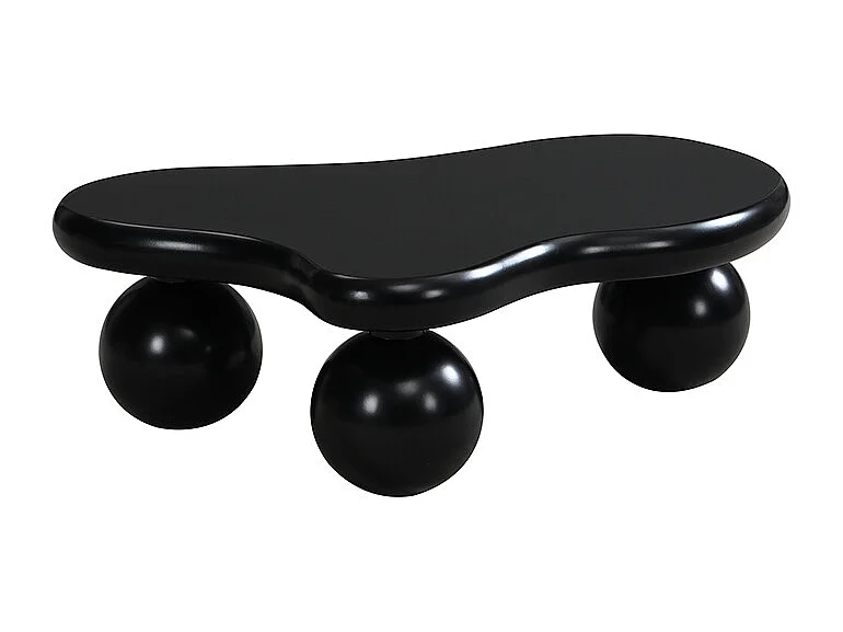 Table basse noire - Table basse avec lumières LED et pieds ronds noirs - design en forme de nuage - pour salon et chambre d'enfant