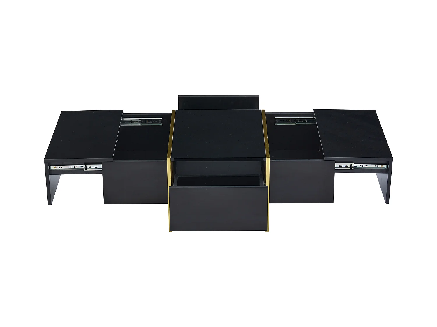 Table basse noir - Table basse avec 4 tiroirs et plateau brillant - pour le salon