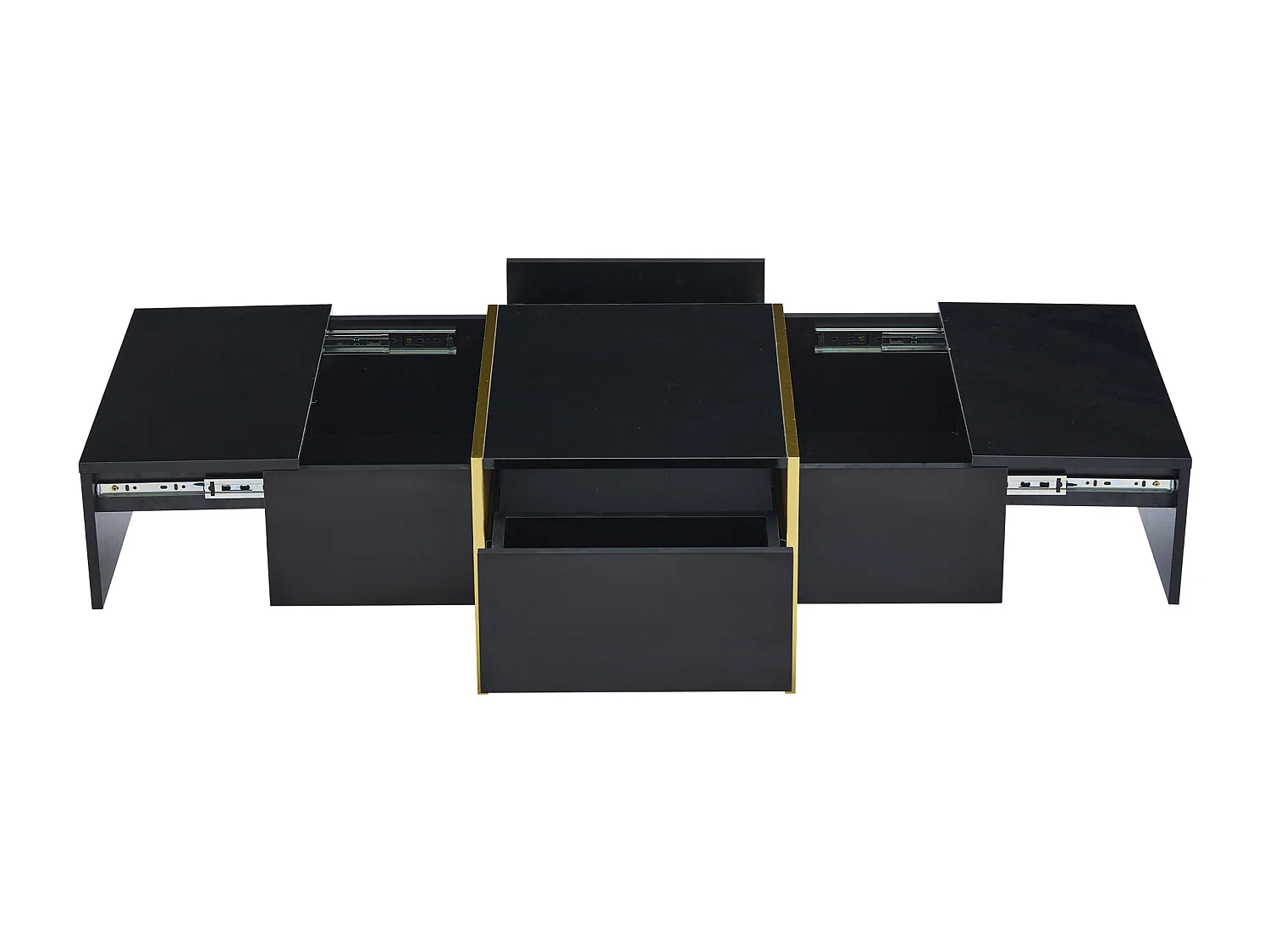 Table basse noir - Table basse avec 4 tiroirs et plateau brillant - pour le salon