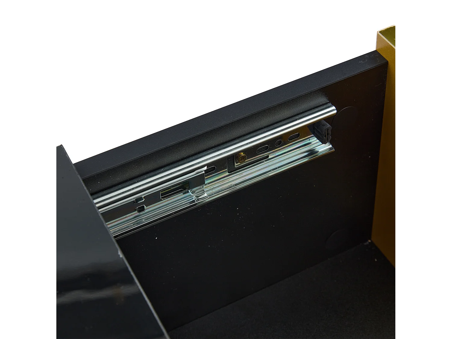 Table basse noir - Table basse avec 4 tiroirs et plateau brillant - pour le salon