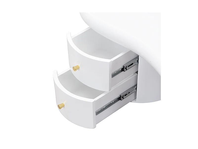 Table basse blanche - Table d'appoint avec 2 tiroirs et pieds colonnes - pour salon