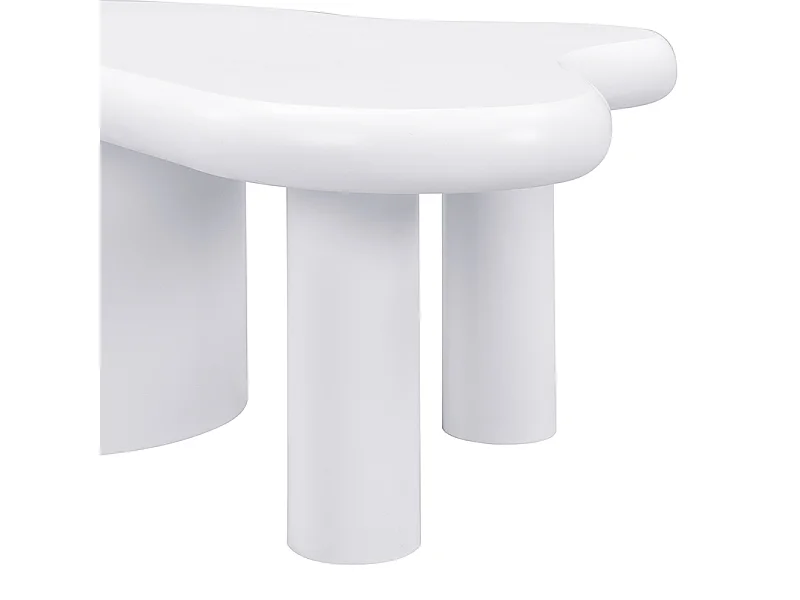 Table basse blanche - Table d'appoint avec 2 tiroirs et pieds colonnes - pour salon
