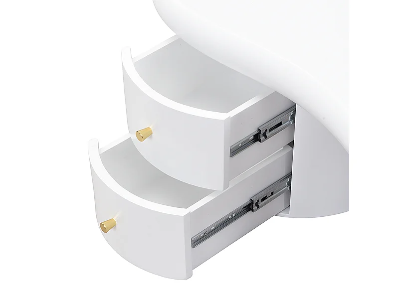 Table basse blanche - Table d'appoint avec 2 tiroirs et pieds colonnes - pour salon