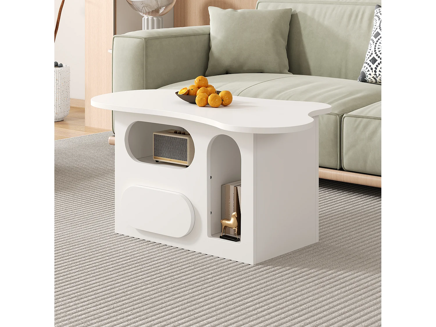 Witte salontafel - salontafel met 1 lade en open opbergvak - voor woonkamer