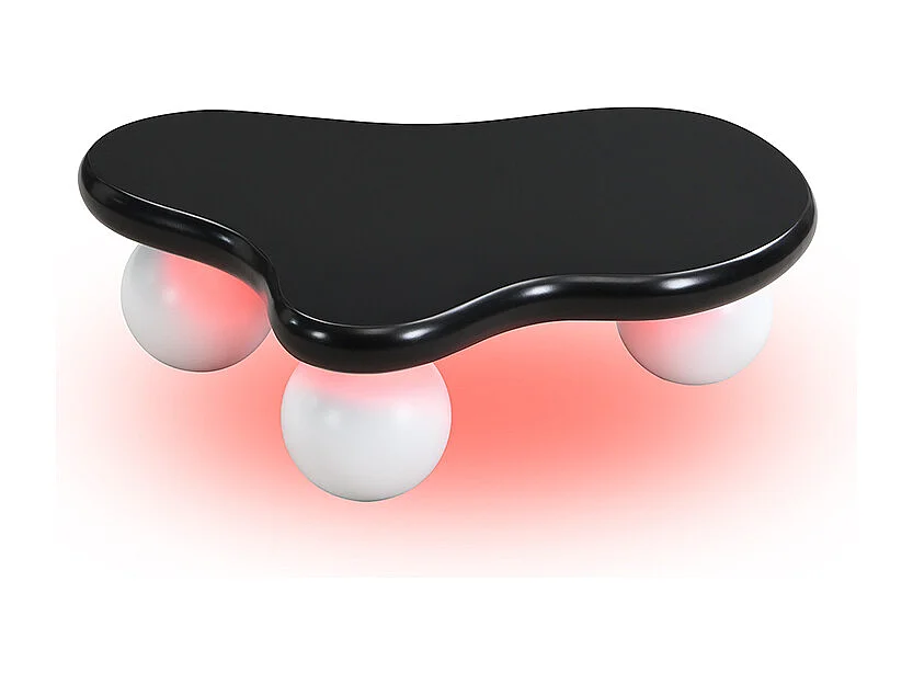 Table basse noire - Table basse avec lumières LED et pieds ronds blancs - design en forme de nuage - pour salon et chambre d'enfant