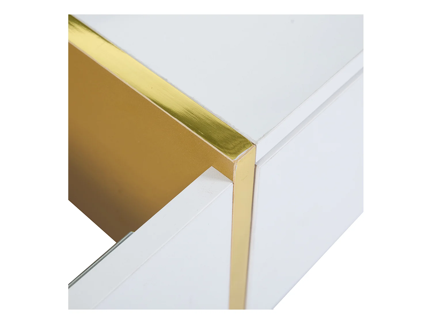 Weißer Couchtisch - Couchtisch mit 4 Schubladen und glänzender Platte - für wohnzimmer