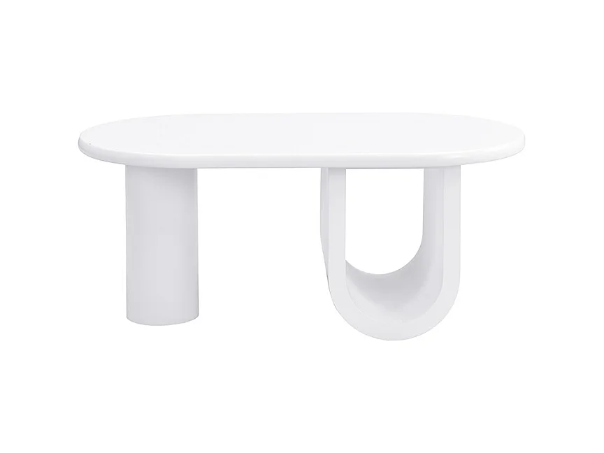 Table basse ovale - Table basse avec rangement pieds en U - blanc - pour salon