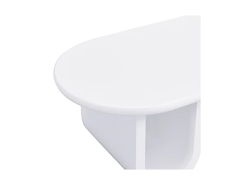 Table basse ovale - Table basse avec rangement pieds en U - blanc - pour salon