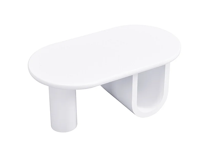 Table basse ovale - Table basse avec rangement pieds en U - blanc - pour salon