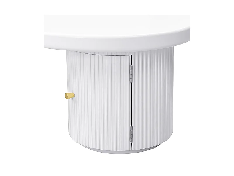 Table basse blanc - Table basse avec 1 porte et pieds cylindriques - design en forme de nuage - pour salons et bureaux