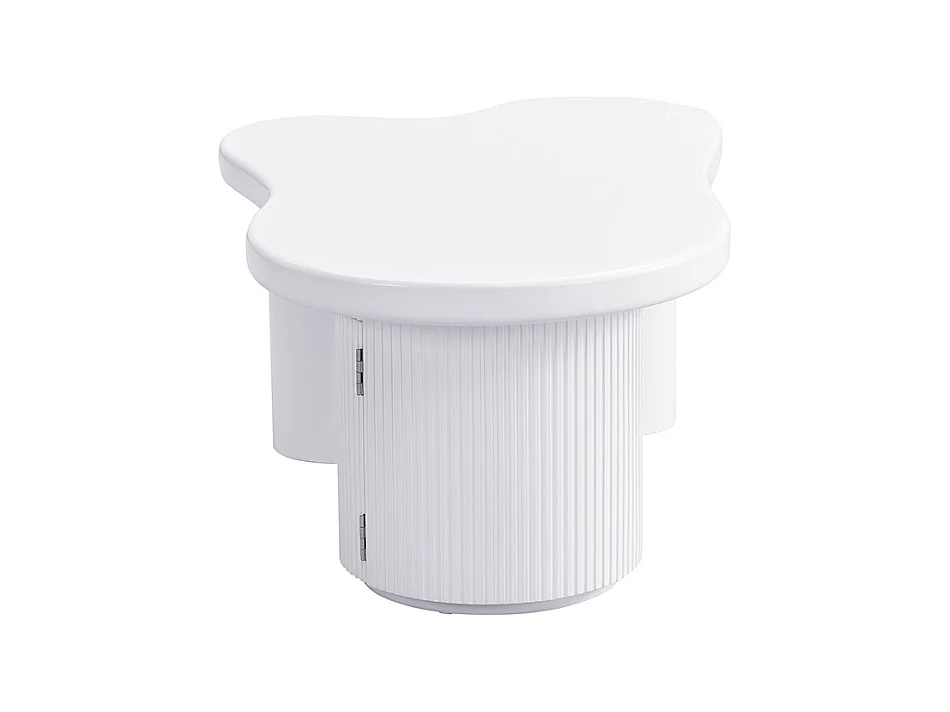 Table basse blanc - Table basse avec 1 porte et pieds cylindriques - design en forme de nuage - pour salons et bureaux