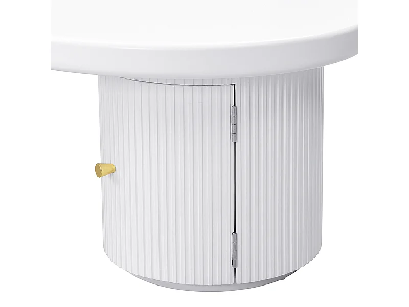 Table basse blanc - Table basse avec 1 porte et pieds cylindriques - design en forme de nuage - pour salons et bureaux