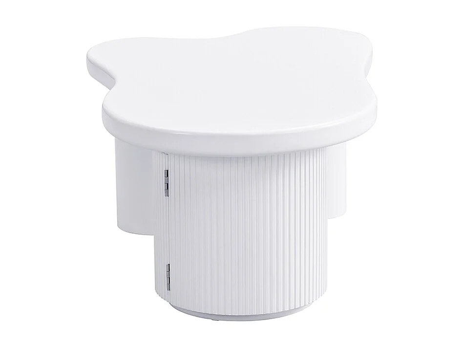 Table basse blanc - Table basse avec 1 porte et pieds cylindriques - design en forme de nuage - pour salons et bureaux