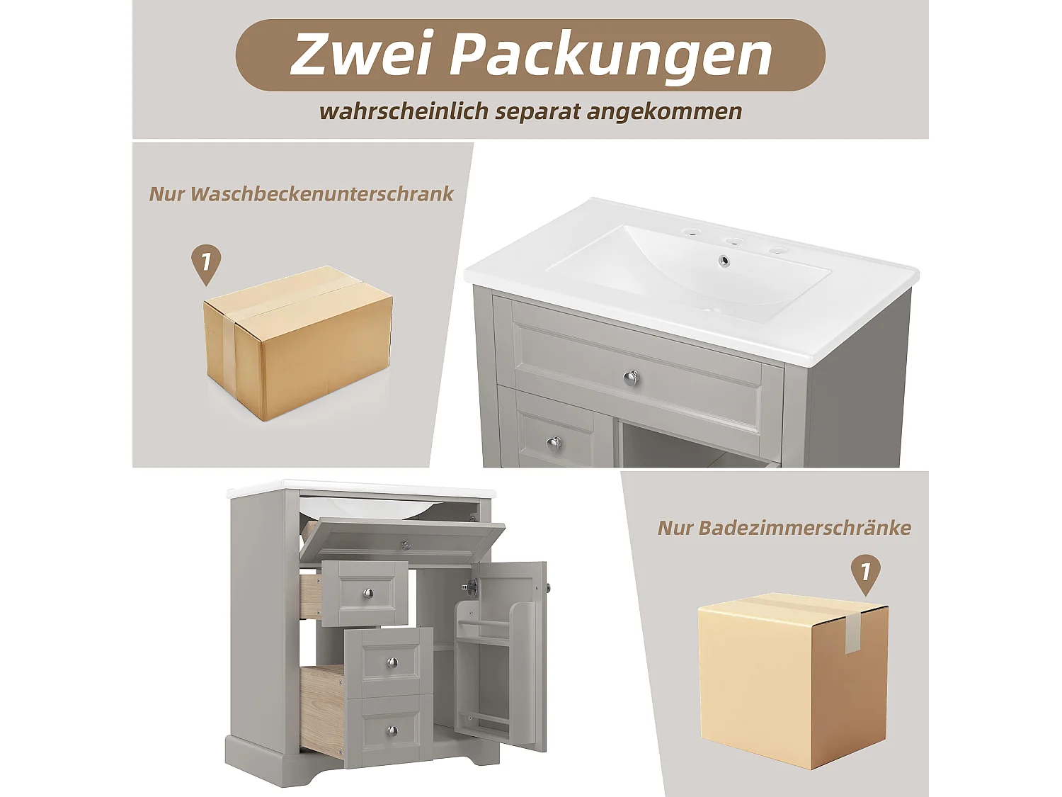 Lot de 2 tables basses rondes empilables, plateau MDF effet béton, structure métal, gris (78.5x78.5x46.5cm)