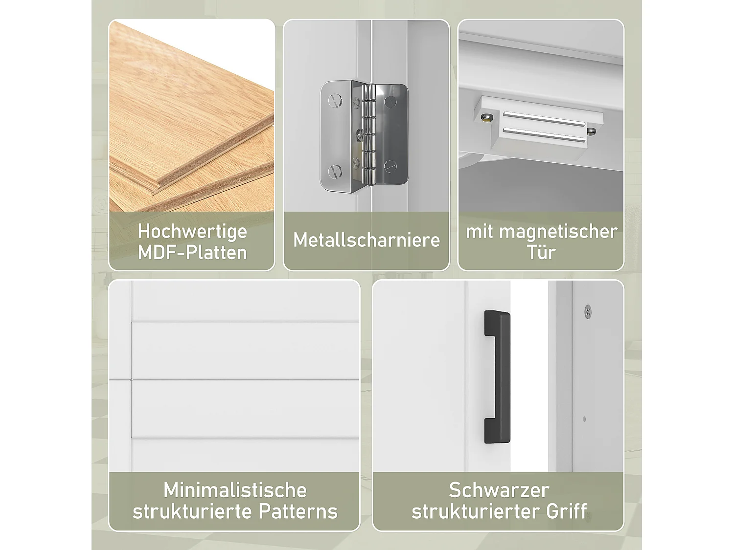 Badkamermeubel met wastafel, deur met planken, modern design, MDF, wit (60x46x84,8 cm)
