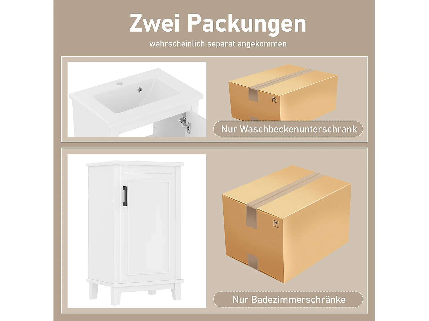 Meuble de salle de bain sur pied, lavabo intégré, design moderne, MDF, blanc (51x34x83 cm)