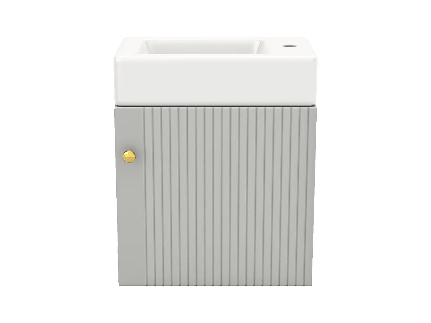 Meuble de salle de bain avec lavabo et sous-vasque, meuble suspendu, petit meuble pour salle de bain d'invités, MDF, gris et blanc (46x26x56 cm)