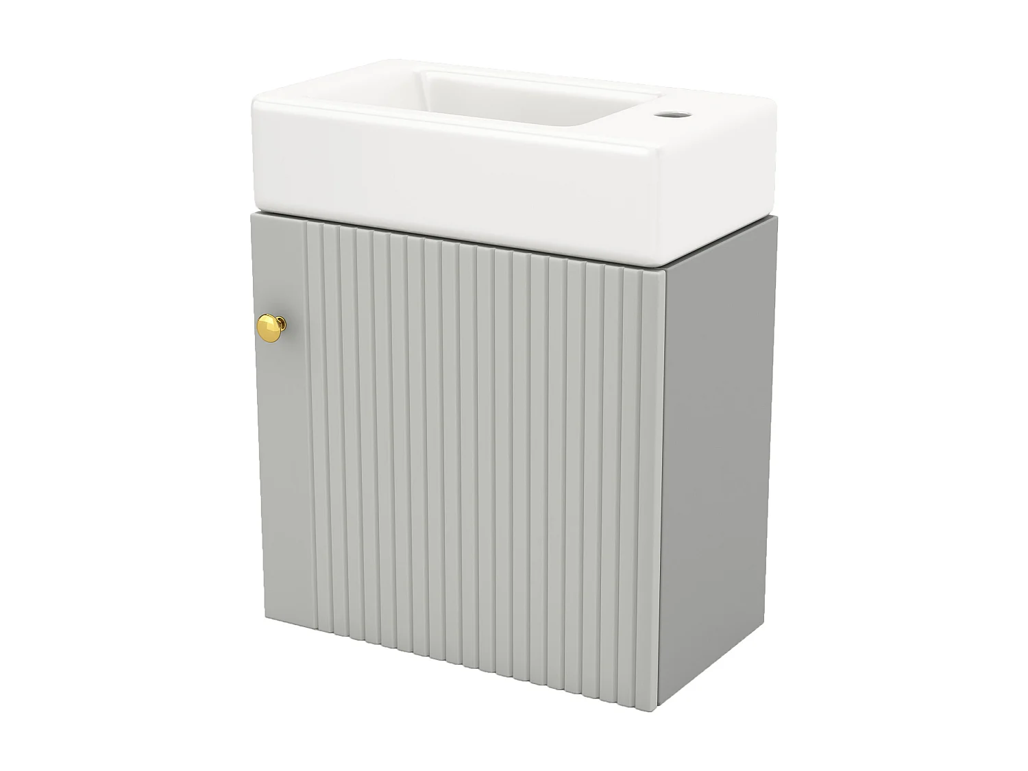 Meuble de salle de bain avec lavabo et sous-vasque, meuble suspendu, petit meuble pour salle de bain d'invités, MDF, gris et blanc (46x26x56 cm)