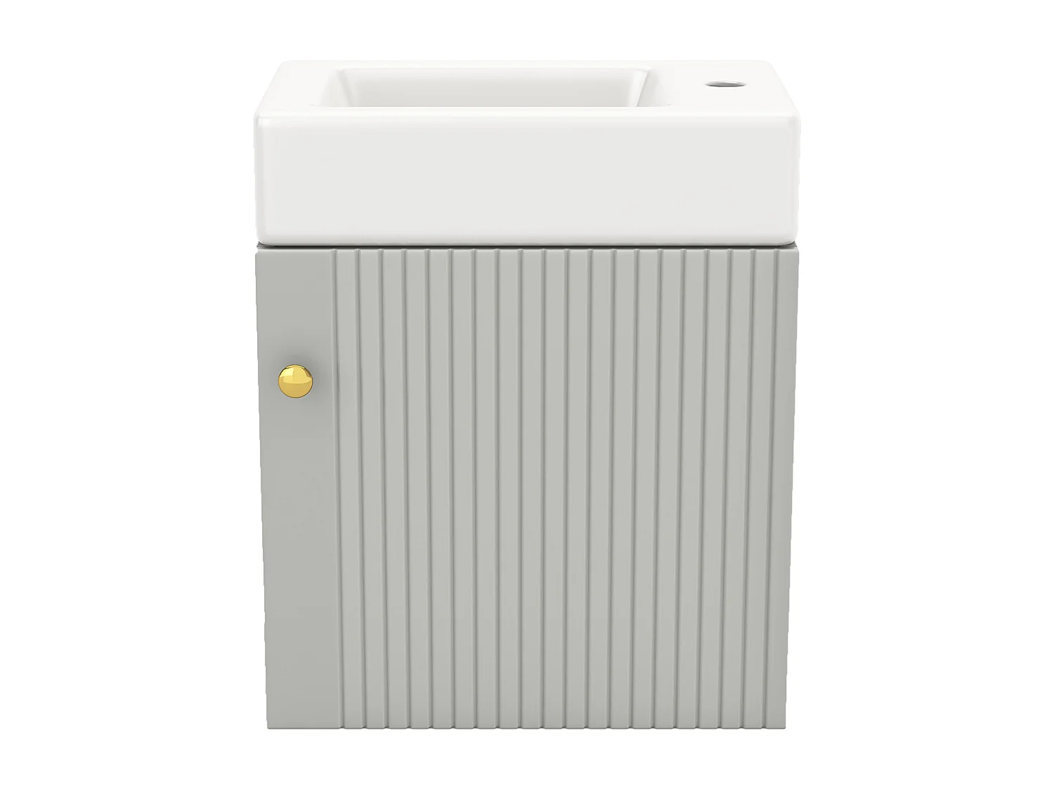 Meuble de salle de bain avec lavabo et sous-vasque, meuble suspendu, petit meuble pour salle de bain d'invités, MDF, gris et blanc (46x26x56 cm)