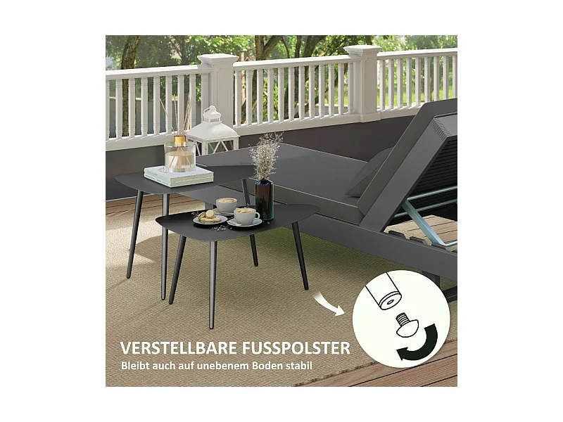 Set van 2 geometrische salontafels in staal, modern design, zwart, (65x45x45 cm)