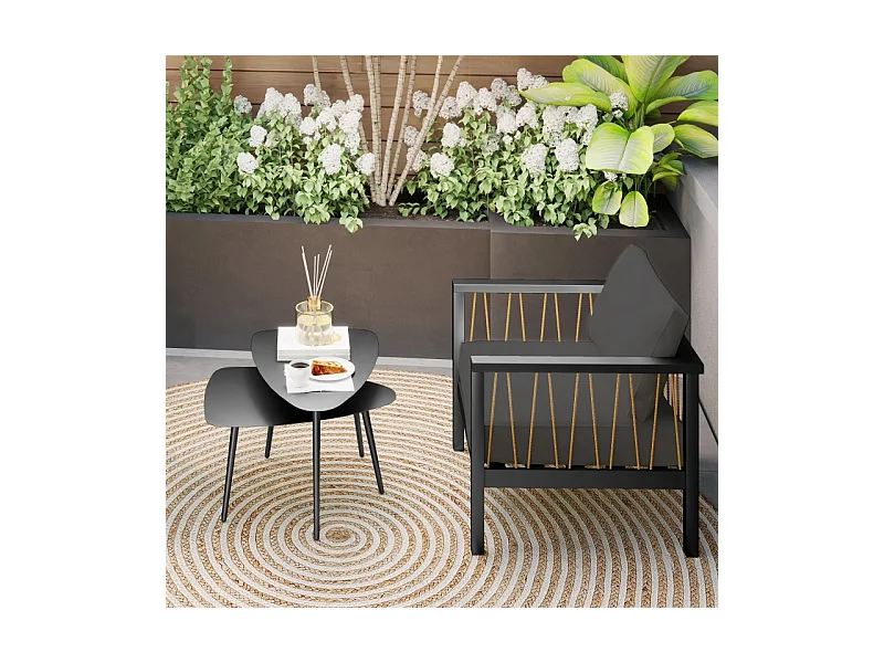 Set van 2 geometrische salontafels in staal, modern design, zwart, (65x45x45 cm)