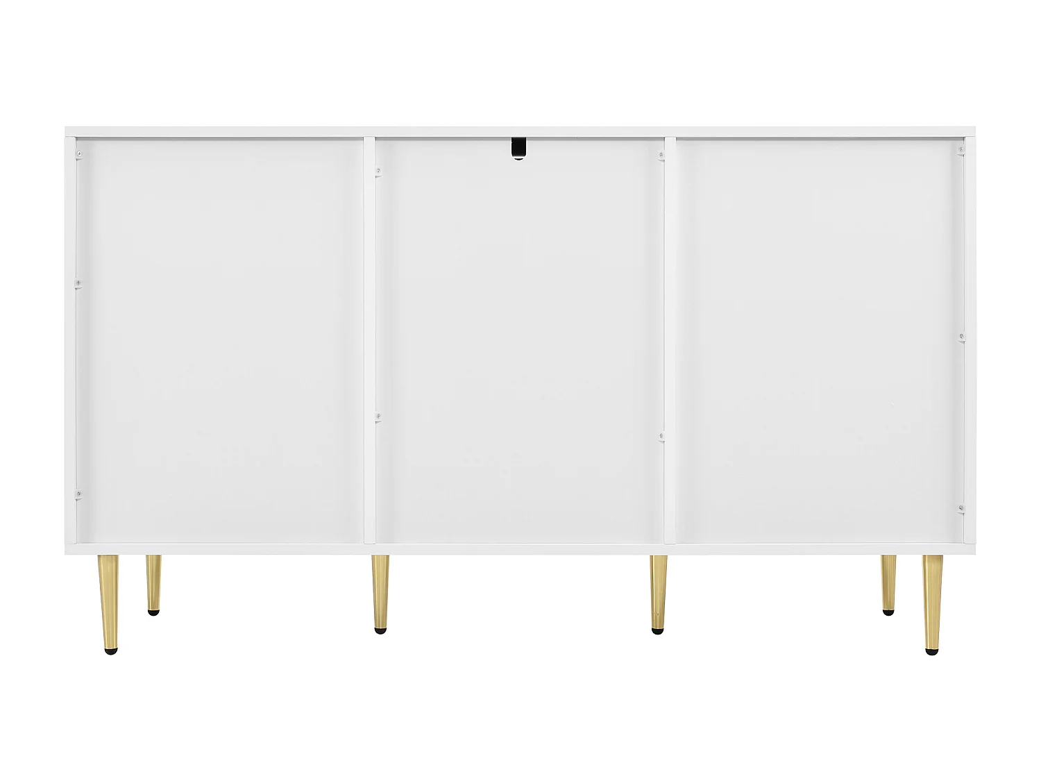 Commode avec design floral, pieds dorés, MDF, blanc, avec 6 tiroirs et 2 étagères (127 x 45 x 75 cm)