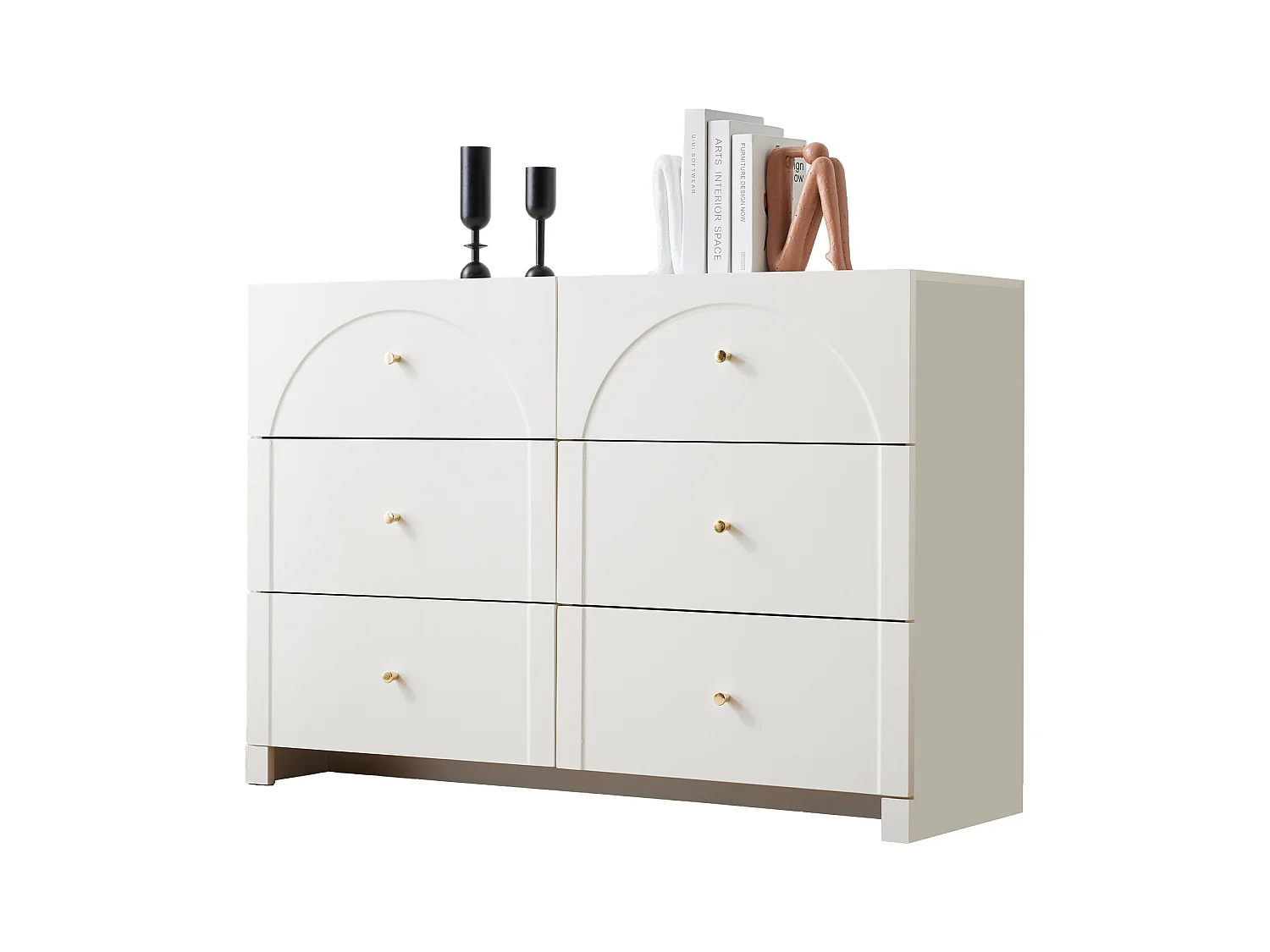 Ladekast met 6 laden en 2 deuren, elegant design, hoogwaardige materialen, wit (120x40x75 cm)