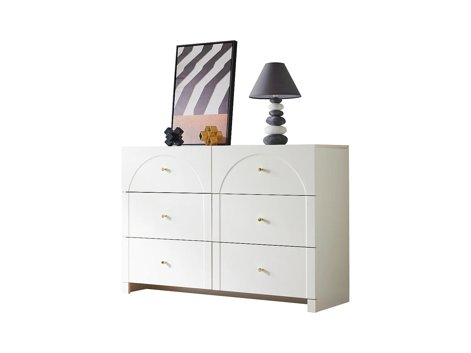 Commode avec 6 tiroirs et 2 portes, design élégant, matériaux de haute qualité, blanc (120x40x75 cm)