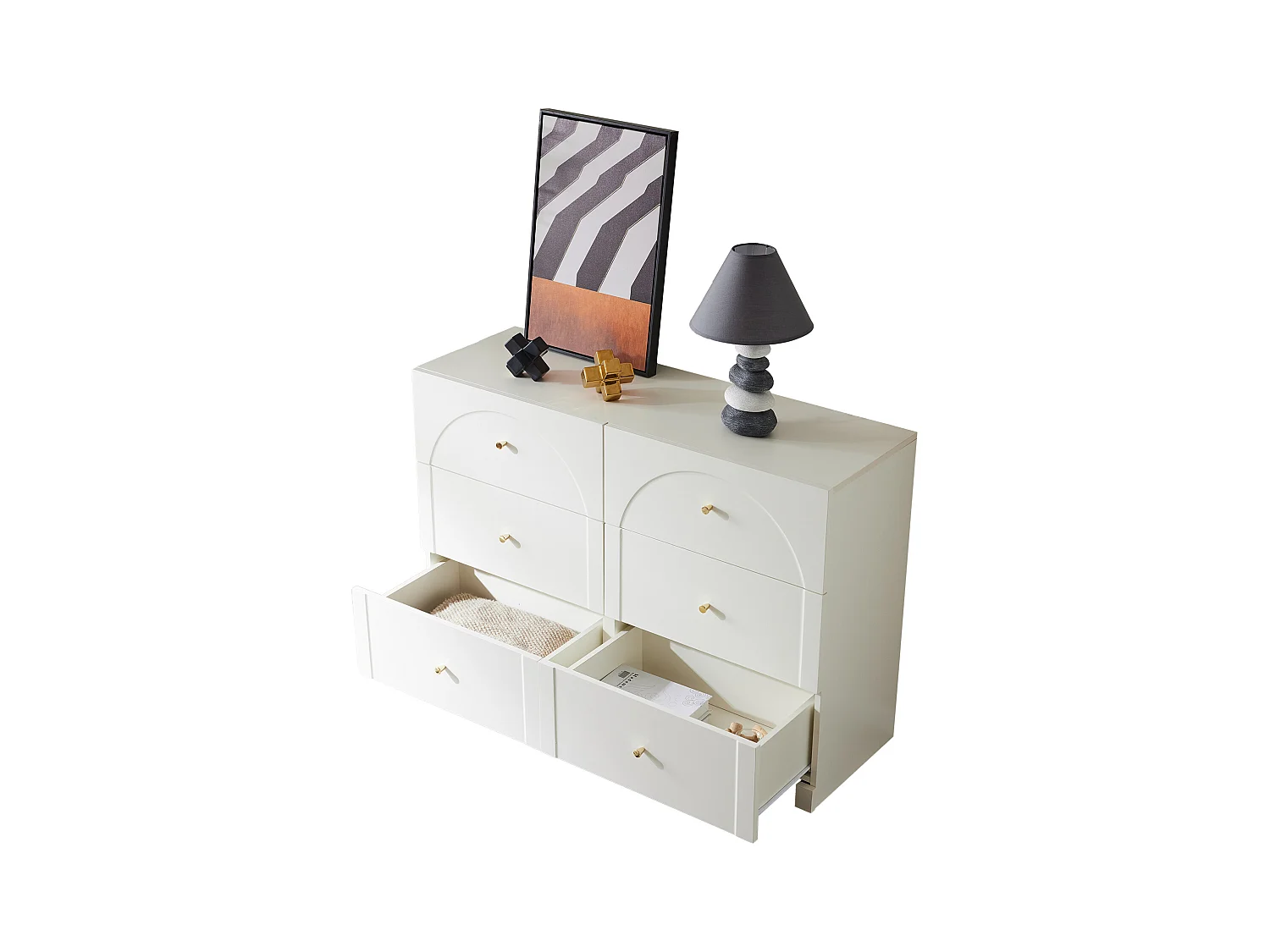 Commode avec 6 tiroirs et 2 portes, design élégant, matériaux de haute qualité, blanc (120x40x75 cm)