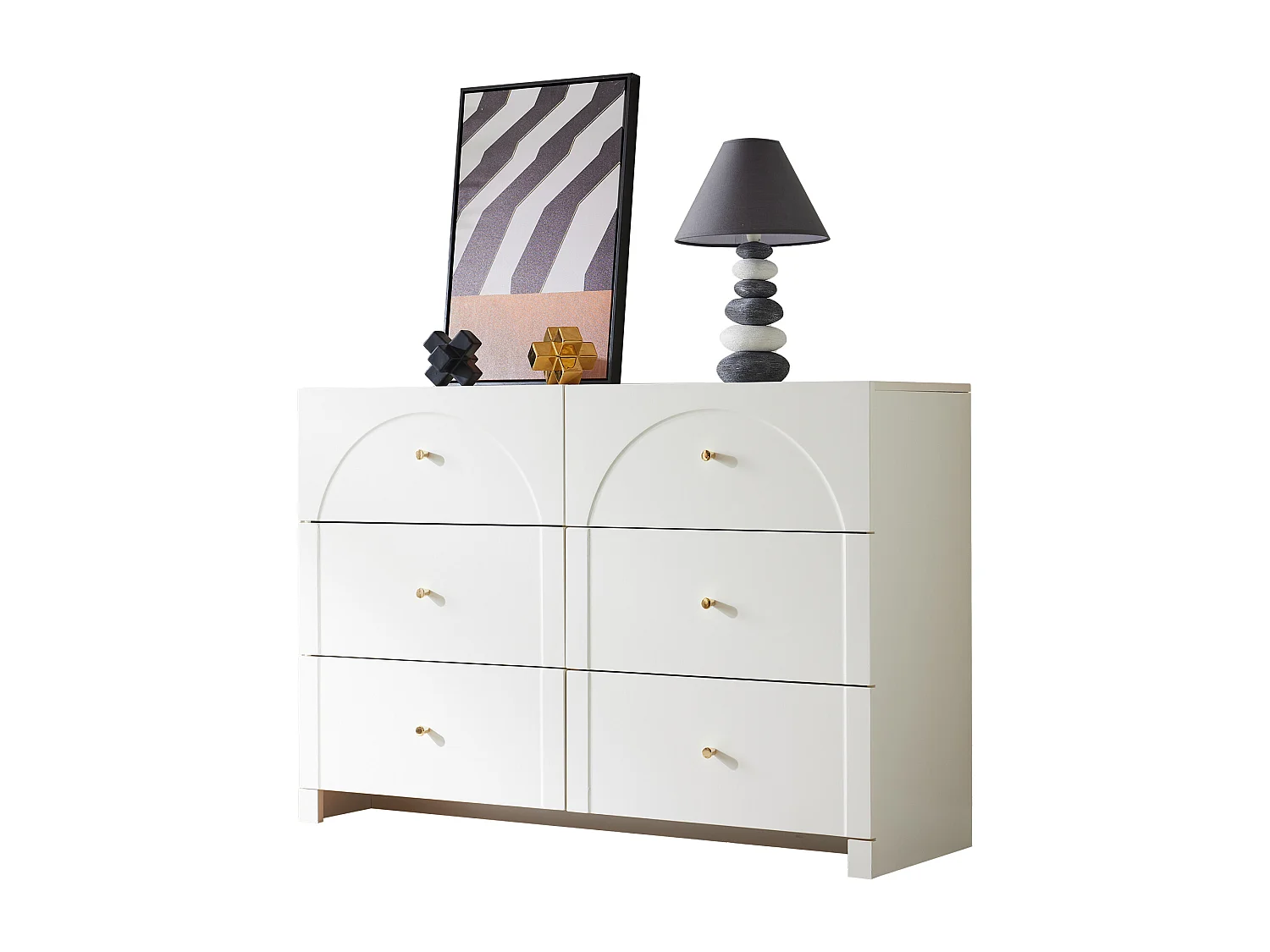 Commode avec 6 tiroirs et 2 portes, design élégant, matériaux de haute qualité, blanc (120x40x75 cm)