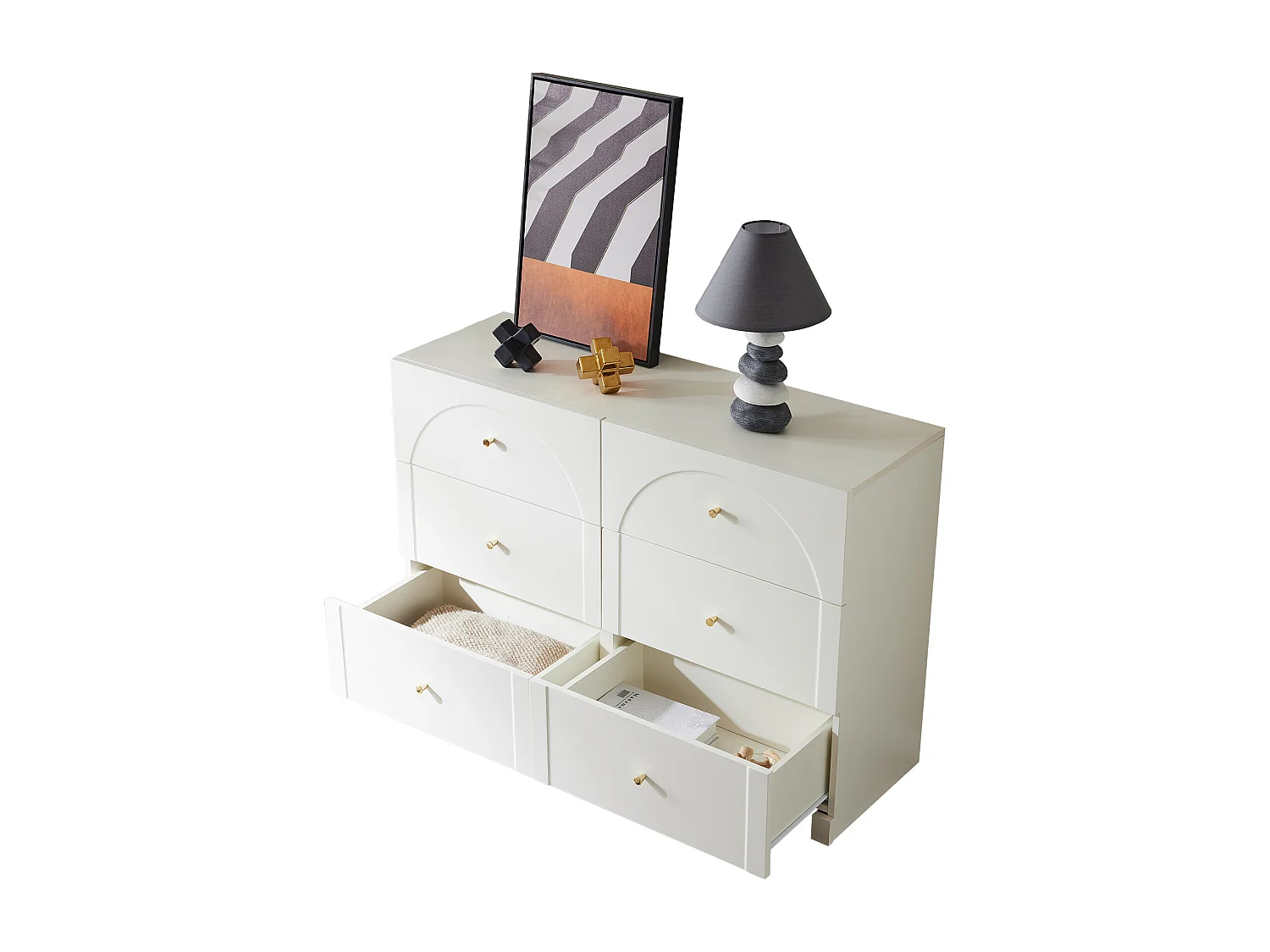 Commode avec 6 tiroirs et 2 portes, design élégant, matériaux de haute qualité, blanc (120x40x75 cm)