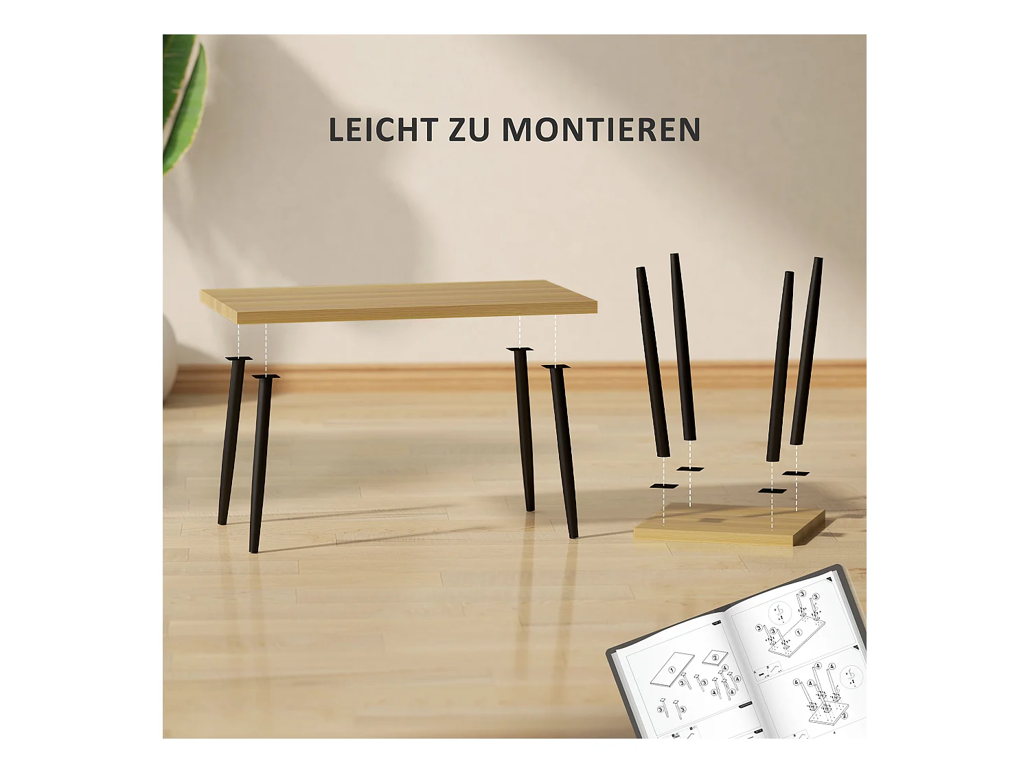 2-delige salontafel met metalen frame, industrieel design, natuurlijk hout, (90x50x45 cm)