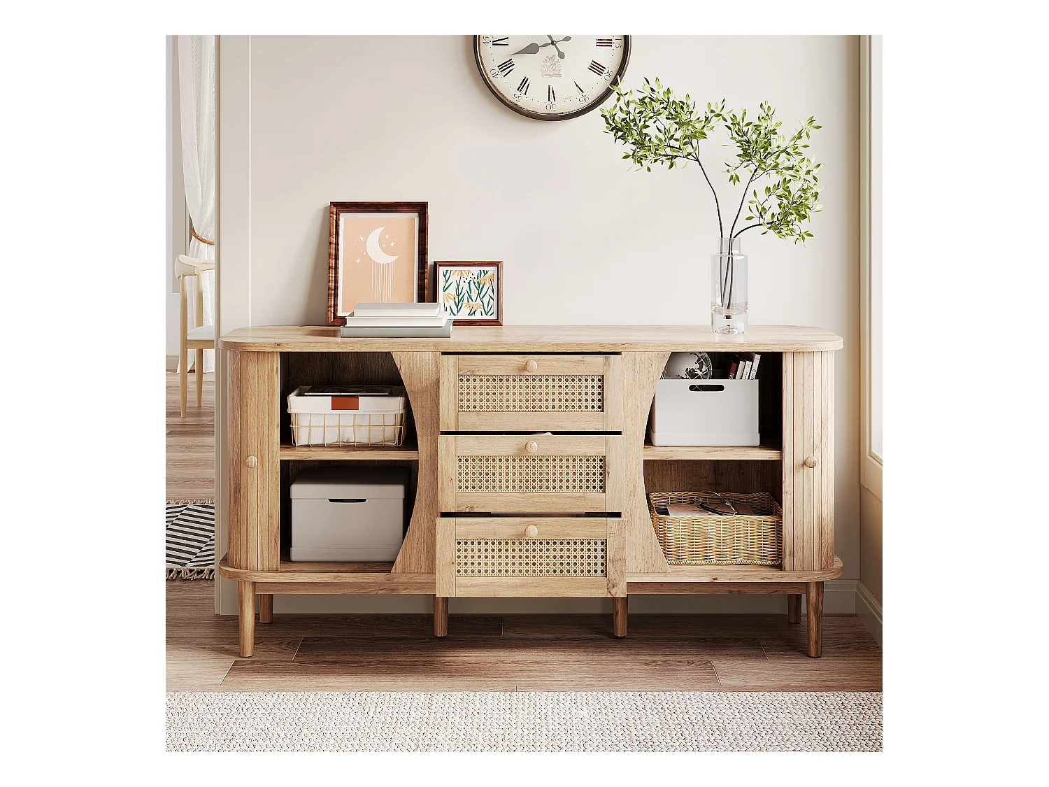 2-delige salontafel met metalen frame, industrieel design, natuurlijk hout, (90x50x45 cm)