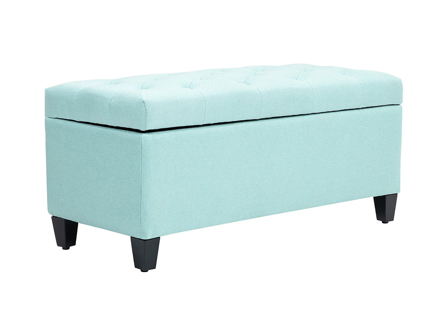 Banc de rangement avec assise rembourrée, tissu en polyester, pieds en bois, vert (100x40x44 cm)