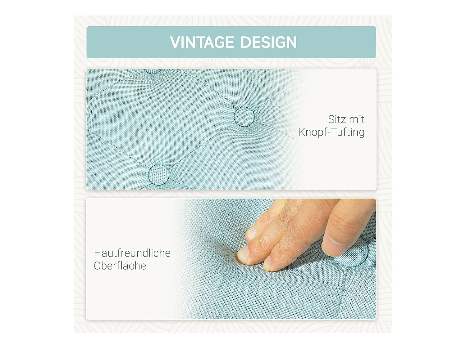 Banc de rangement avec assise rembourrée, tissu en polyester, pieds en bois, vert (100x40x44 cm)