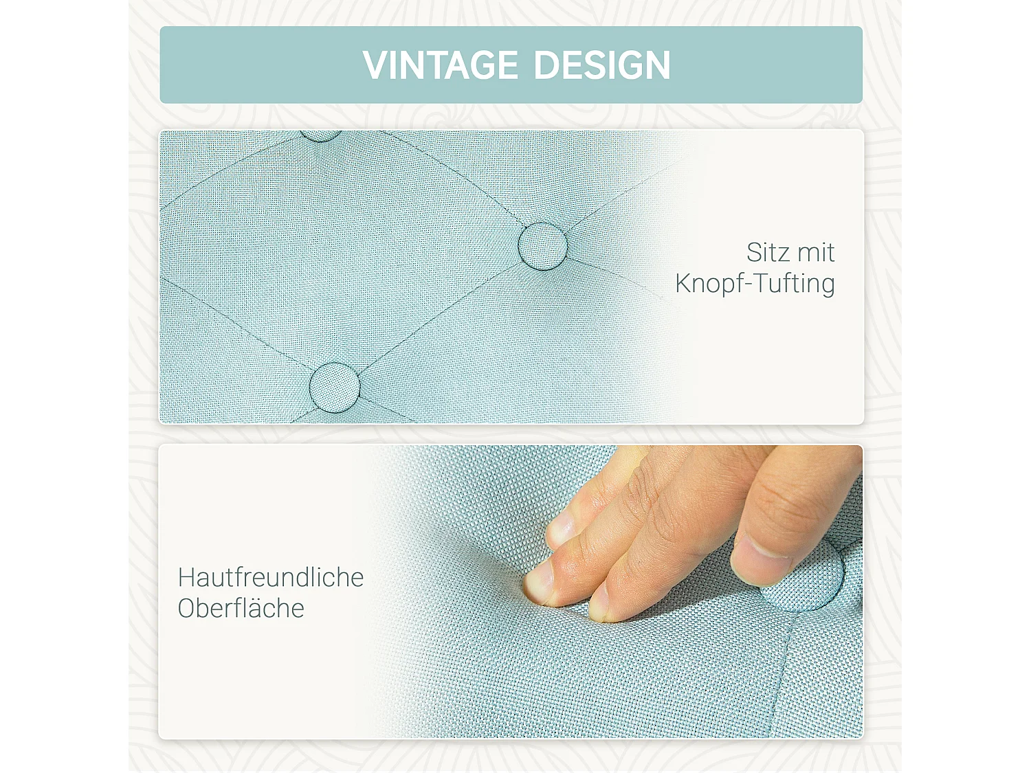 Banc de rangement avec assise rembourrée, tissu en polyester, pieds en bois, vert (100x40x44 cm)