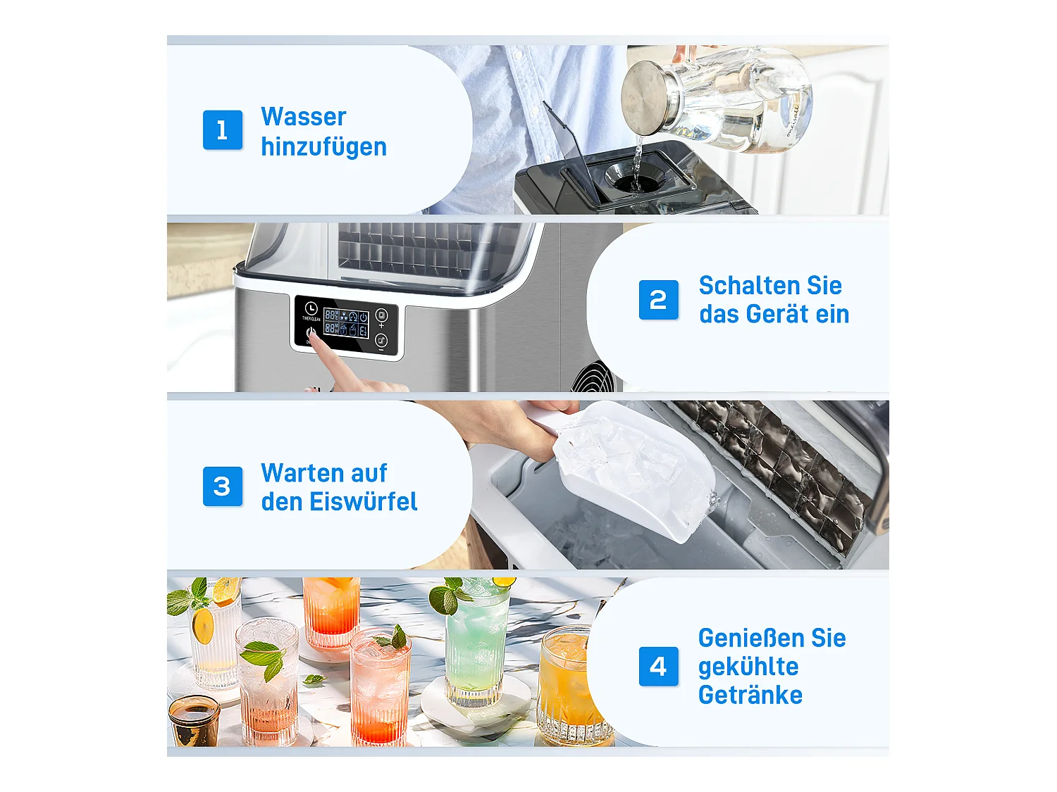 Machine met glazen, 20 kg/24u, reservoir 3,2 L, met auto-netprogramma's, roestvrij staal, zilver (36x25,2x37,1 cm)