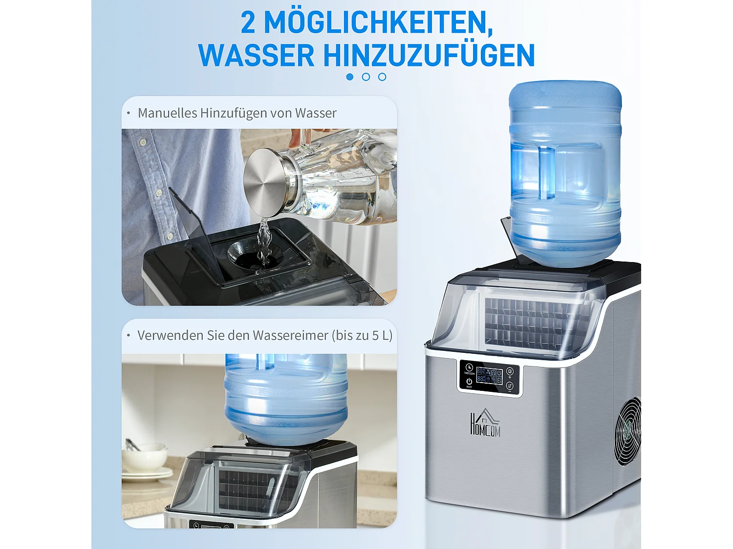 Machine à glaçons, 20 kg/24h, réservoir 3,2 L, avec programme auto-nettoyant, acier inoxydable, argenté (36x25.2x37.1 cm)